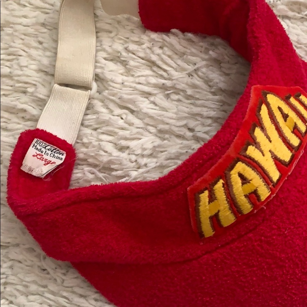 VINTAGE 70s Red Terry Cloth Hawaii Visor - Picture 2 of 3